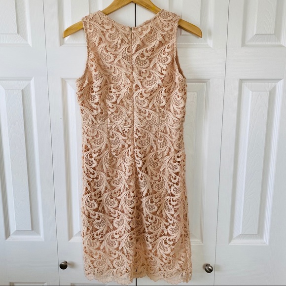 Cream Nude Lace Crochet Sleeveless Dress | L - Picture 7 of 8